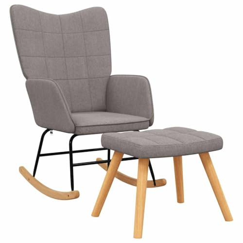 vidaXL Schaukelstuhl mit Hocker Stoff Taupe