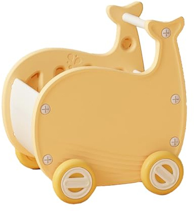 Dilwe Children Shopping Cart, Plastic Multipurpose Children Shopping Trolley Toy Storage Trolley for Toy Storage (Type 2 Yellow