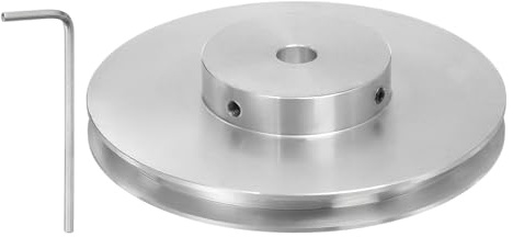 sourcing map Einzelrillen Riemenscheibe Keilriemenscheibe 8mm feste Bohrung 100mm Außendurchmesser Aluminiumlegierung mit Sechskantschlüssel für Bohrmaschine 6mm PU-Rundriemen