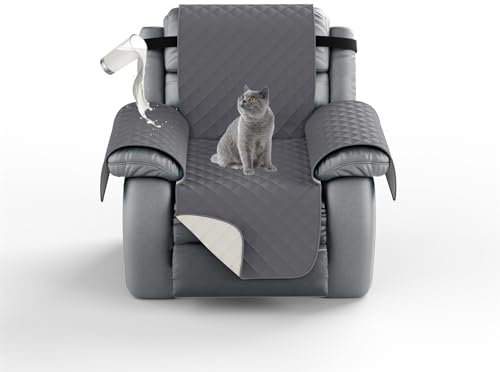 HonunG Armlehnenschoner, Sesselschoner Mit Armlehne,Sofaschutz, 1 Sitzer Sesselauflage,Sofa Chair Waterproof Sofa Protector,Anti-Rutsc Sesselbezug für Möbelschutz (Grau,Liege: 56 cm (22''))