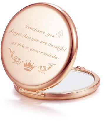 Getinbulk Geschenke für Frauen, personalisierter Taschenspiegel, einzigartig, kleiner Weihnachtsstrumpffüller, Geschenk für sie, Mutter, beste Freunde, Lehrer, Schwester, Kollegen, Oma (Roségold)