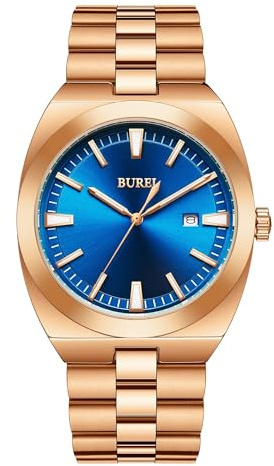 BUREI Uhren Herren Edelstahl Analog Armbanduhr Herren Wasserdicht Datum Herrenuhren Klassische Business Männer Quarzuhr Geschenke für Männer