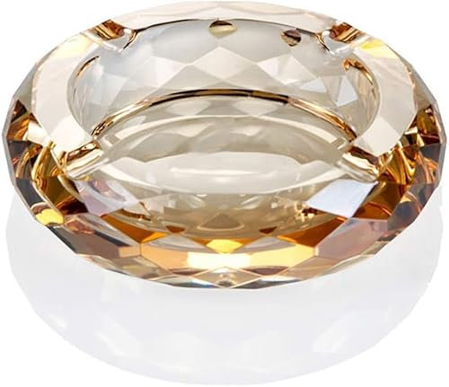 CDXHOME Posacenere in vetro cristallo, elegante portasigaro in cristallo dorato per la decorazione di tavolo da ufficio a casa e ufficio (oro, 4,7 pollici)