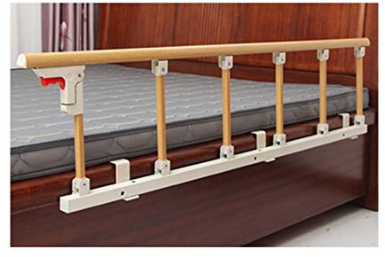 NWBZBH Barandilla de Cama Plegable para Ancianos, protección Lateral de Seguridad para Adultos Mayores, asa de Asistencia, barandilla de Cama de Hospital, Grano de Madera Amarilla (146 x 40 cm)