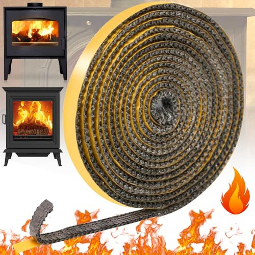 dcas Selbstklebend dichtband 3x10mm, Glasfasern Dichtungsband Selbstklebend, Anti Kollision‎ Dichtband Hitzebeständiger, Selbstklebend Kamin Dichtband Bis 600°c, Ofendichtschnur Feuerfestes 3m