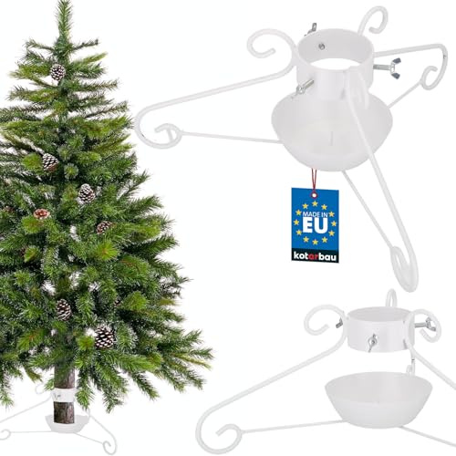 KOTARBAU® Weihnachtsbaumständer mit Wassertank Weiß dekorative Christbaumständer Tannenbaumständer mit Wasser Behälter Ornament Baumständer Weihnachten Weihnachtsbaum Ständer Weihnachtsbaum Halter