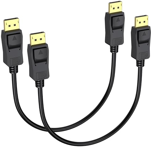 MOSIMLI DisplayPort Cable 1 FT 2-Pack, Display Port to Display Port Cable, Gold-Plated, Supports 4K@60Hz, 2K@165Hz, Compatible for Monitor, Computer, Laptop, Graphics Card, Docking Station