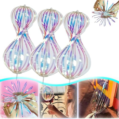 Magic Rainbow Spinner, Rainbow Twirler Stick,Rainbow Stick,Magic Party Bubble Wand,Spin Twirl Swirl Glitter Stick,Variable Twirler Stick Rave Toys for Party Festivals & Funny Attractive Night (3 Pcs)