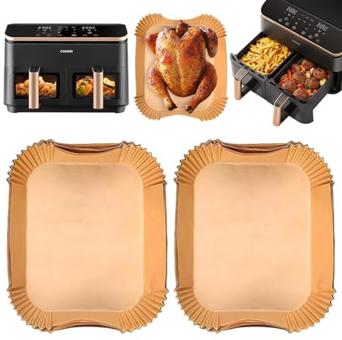 120 Stück Airfryer Backpapier für Heißluftfritteuse Cosori 8,5L,Cookwise 9L, Airfryer Zubehör für COSORI CAF-R901-AEU, Heißluftfritteuse Zubehör für Cosori Heißluftfritteuse 2 Kammern Airfryer