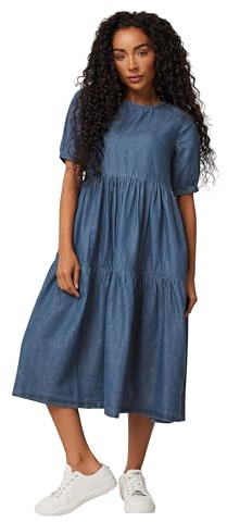 M&Co Petite Denim Tiered Dress - Women's