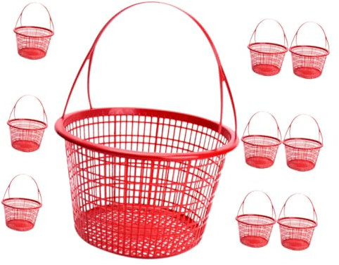 UKCOCO 10pièces Panier à Fruits Rond avec Poignée Panier Creux pour De Myrtilles Usage Marché Magasin Jardin Maison