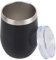 Jwthee Vaso de vino de 12 onzas, copas de champán sin tallo con tapa, taza de cáscara de huevo de acero inoxidable, taza de vino de viaje para bebidas frías y calientes (negro)