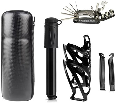2Portabidones + Bomba + Multiherramienta + Palancas + Estuche | Kit Completo para Bicicleta