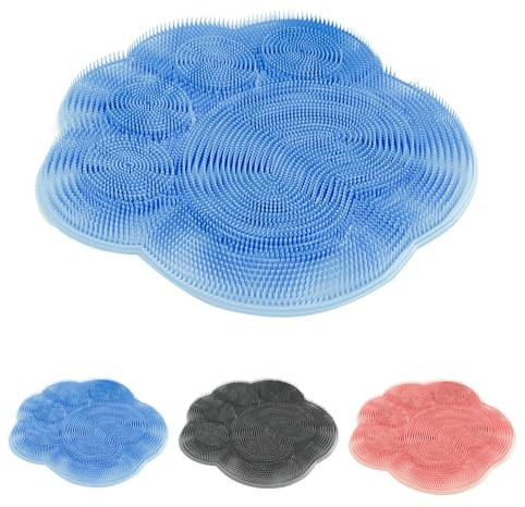 Fußbürste für die Dusche,Duschbürste Rücken,Bath Massage Pad mit Rutschfesten Saugnäpfen,Körperbürste für die Reinigung von Rücken, Ellbogen, Hüfte (Blau-1PCS)