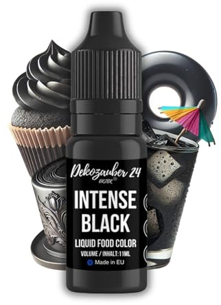 Dekozauber24 Black food colouring - 11 ml highly concentrated and food-safe liquid food colouring for cakes, drinks, fondant & more - vegan, taste neutral and sugar free