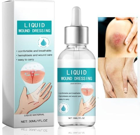 Liquid Wound Dressing, Skin Glue for Wounds Human, Liquid Plaster,Waterproof & Breathable, Compact Dropper Design, Wound Wash, New Skin Liq/uid Plaster, Suitable for Everyone,Ingredient Safety