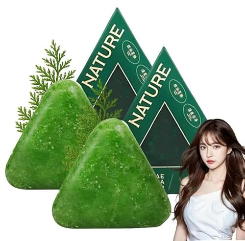 Nature Triangle Green Soap Shampoo | 2x120g Usman Grass Green Shampoos Seife | Natürliches Reis Haarwachstum Shampoo Haarseife | Anti Schuppen Feste Shampoos Bar Haarpflege Haarverlust Behandlungen