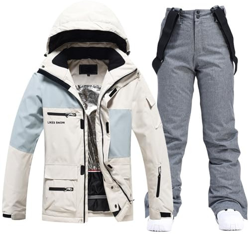 Set da sci moda uomo donna inverno snowboard doppia tavola vestito da neve caldo pantaloni giacca in pile sport all'aria aperta confortevole resistente al freddo, C, XXL