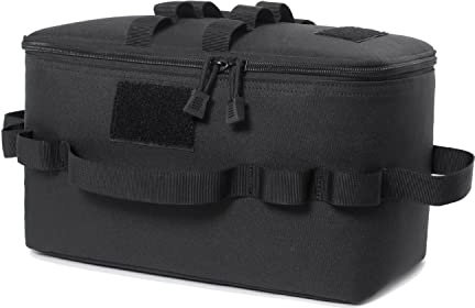 Aboiledy Outdoor Camping Storage Bag Gas Stove Canister Pot Carry Bag Picnic Bag Cookware Utensils Organizer for Camping/BBQ/Family Outdoor Activities, Black (31x17x5cm)