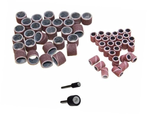 Yardenfun 102 Stück Teiliges Grit Trommelschleifset mit Band mandrel für Rotierende Werkzeuge Vielseitiges Schleifpapier Zubehör für Holz Kunststoff Metall und Nagelfräser Anwendungen