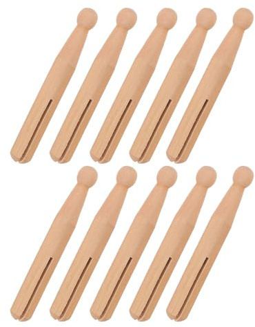 HOOTNEE Mollette di Legno Tradizionali per Artigianato 10 Pezzi Bastoncini in Legno Fessura Fatti a Mano per Decorazioni Fai da Te Accessori Creativi per Progetti di Bricolage e Regali