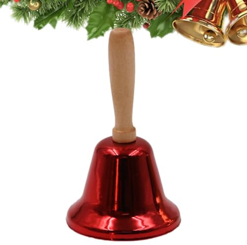 Festliche Handglocke, Weihnachtsglocken Deko, Weihnachtsrassel Mit Holzgriff, Laute Serviceglocke Aus Metall, Traditionelle Metallrassel, Hand Jingle Bell Ornament Für Weihnachten, Neujahrsfeiern