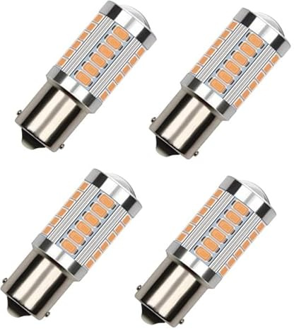 4 Pcs P21W 1156 BA15S LED Bulb Yellow Orange 3000K 6W 12V-24V 5630 SMD Bulb | Turn Signal Lights Indicator Bulb Super Bright for Reverse Day Running Drl Tail Brake RV Interior Lamp Auto Backup Rear Fog