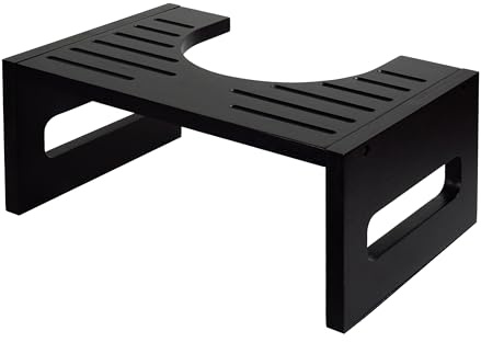 Relaxdays Toilettenhocker, Stuhlgang Unterstützung, WC Hocker für Erwachsene, Bambus, HBT: 18,5 x 43,5 x 28 cm, schwarz