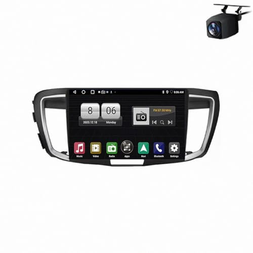 Autoradio Gps Navigation 2 Din per Honda Accord 9 2.0T 2.4T 2013-2017 Ips Schermo Tattile Supporto Gps Navigatore Wireless Radio Carplay Android Auto Wifi Dab+, 8 Nucleo 4G+64G