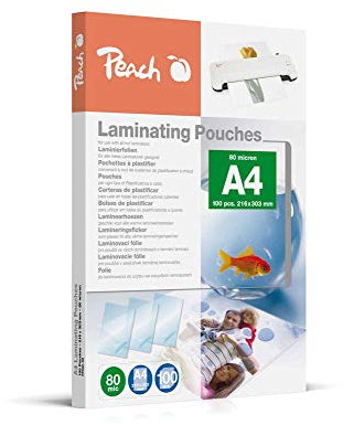 Peach Laminierfolien A4 - 80 mic - 100 pouches - glänzend - kompatibel mit Geräten aller Markenhersteller - PP580-02