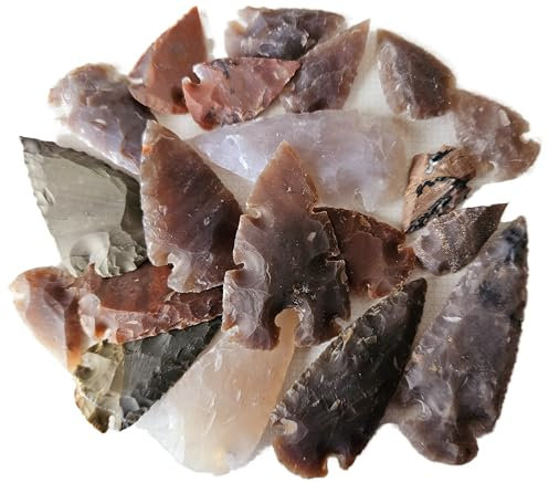 20 mittelgroße Flint Knapping Pfeilspitzen 3,5 bis 6,5cm Steinzeit Nachbau