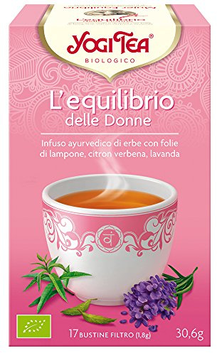Yogi Tea, Mujer Equilibrio - Infusión Ayurvédica con hojas de frambuesa, hierba luisa y flores de lavanda - Sin cafeína - 17 bolsitas (30,6g)