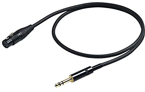 PROEL CHL210LU1 - Cavo audio professionale con connettori: Jack Stereo 6,3 Maschio a Cannon XLR 3F Femmina da 1mt., Nero.