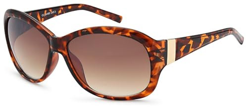 styleBREAKER Damen Oversize Sonnenbrille Butterfly mit Verlaufsgläsern | Kunststoffrahmen mit Metallverzierung am Bügel | UV400 Schutz, Gestell Braun Demi/Glas Braun