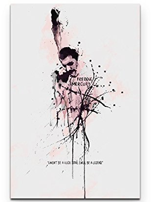 Paul Sinus Art Freddie Mercury 90x60cm auf Leinwand gespannt fertig zum aufhängen