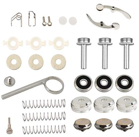 Jiayouy Trompeten-Reparaturset – Fingerknöpfe, Ventilkappe, Kolbenfeder, Silber