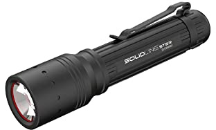 Solidline ST5R, super helle LED Taschenlampe, fokussierbar, 380 Lumen, 230 Meter Leuchtweite, 3 Lichtfunktionen, inkl. Metallclip