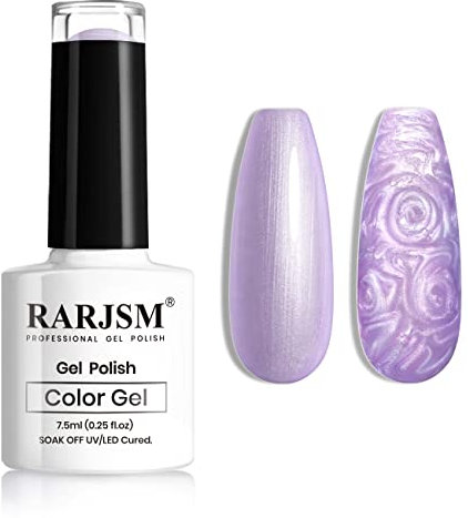 RARJSM Pearl Shell Gel Nail Polish Spiral Light Purple Shimmer Pearl Gelpolish 7.5ml Curing Required Soak Off Glimmer LED UV Gel Nail Gel for Manicure Nail Art Design DIY at Home Salon