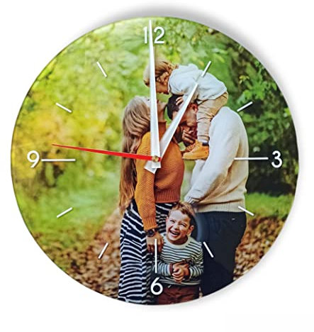 Generico Orologio da parete personalizzato in PMMA CRYLUX COLATO con la tua foto idea regalo San Valentino compleanno festa della mamma amiche tondo 30cmx30cm rotondo ot01