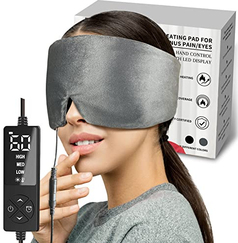 sticro Beheizte Augenmaske mit extra großer Größe für trockene Augen und Sinus-Druckentlastung, ultraweiches Gesichts-Heizkissen zur Linderung von Spannungskopfschmerzen, Kiefergelenk-Schmerzlinderung