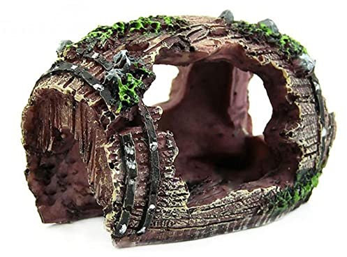 Decorazione per Acquario,Ornamento Paesaggio Grotta,Piante Artificiali Kit Decoro,Accessorio con Erba Verde per Gamberetti, Nascondigli,9 x 6 cm