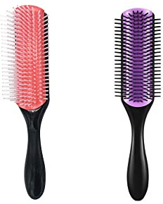 2 Pezzi Spazzola Districante in Silicone per Capelli Secchi e Bagnati – Spazzola Massaggiante per Cuoio Capelluto con 9 File Morbide – Pettine per Capelli Ricci per Districare