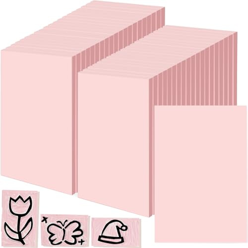 Frienda 40 Pcs 4x6 Rubber Carving Blocks Linoleum Block Stamp Making Kit Soft Rubber Carved Brick for Stamp Maker Printmaking Supplies Craft Project(Pink)