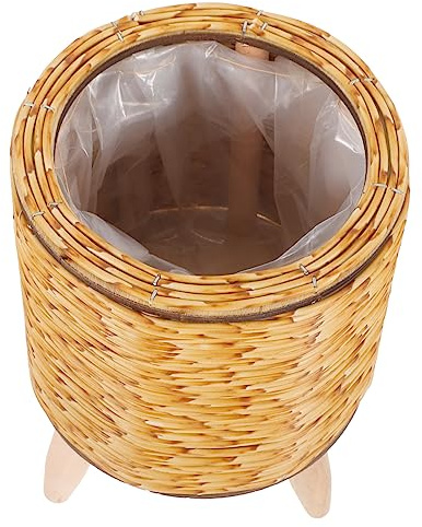 Happyyami Soporte para Plantas Tejido de Madera Diseño Trípode Moderno | Maceta y Flor, Jardín y Cocina, Levanta Plantas de Interior y Ayuda a Protegerlas de Mascotas