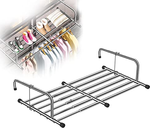 Tendedero Pared Extensible Inoxidable, Tendedero Balcón Barandilla, Tendedero Plegable Para Interiores O Exteriores,Para Ventanas De Seguridad, Barandillas, Ventanas, Radiadores, Plata(60-106cm)