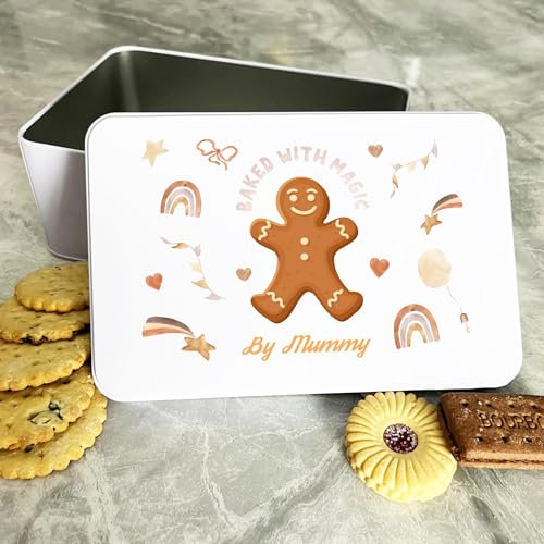 Personalised Baked With Magic By Mummy Gingerbread Cake Treat Sweets Biscuit Tin Personalised Gift | Custom Gift | Personalized Tin | Cake, Biscuit & Treat Tins | Gift For Her | Gift For Him