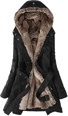 Manteaux Femme Hiver Doublé Polaire Chaud Jacket Chic Et Elegant Grande Taille Manteaux Longue RandonnéE Ski Parka Chasse Blouson ZippéE Sherpa DéContracté Plus éPais avec Capuche