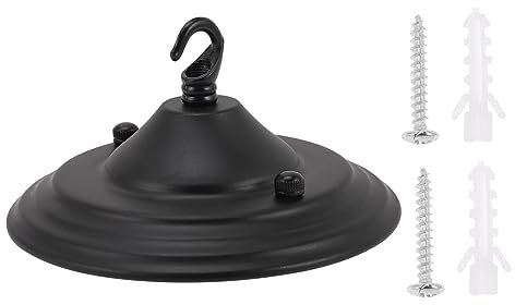 Deckenrosette mit Haken aus Eisen Schwarz 90mm für Pendelleuchten