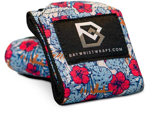 Bay Wrist Wraps Weightlifting Workout Wrist Brace - Adjustable, One Size Fits All - Comfort Wrist Wraps for Weightlifting with Thumb Loop, Lifting Wrist Strap in Tactical Hawaiian - 18-inch Wrist Wrap