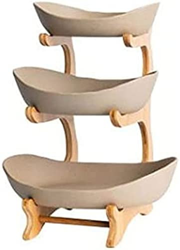 Cesta de Frutas Frutero 3 Pisos Porcelana 3 Pisos Frutero Hogar Sala de Estar Plato de Frutas Mesa de Centro Simplemente Creativa, Tres Capas